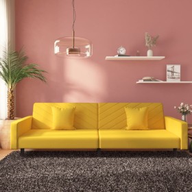 2-seater sofa bed with two yellow velvet pillows by , Sofas - Ref: Foro24-375924, Price: 265,12 €, Discount: %