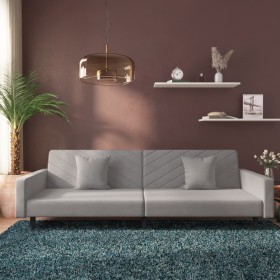 Sofá cama de 2 plazas con dos almohadas terciopelo gris claro de , Sofás - Ref: Foro24-375918, Precio: 248,20 €, Descuento: %