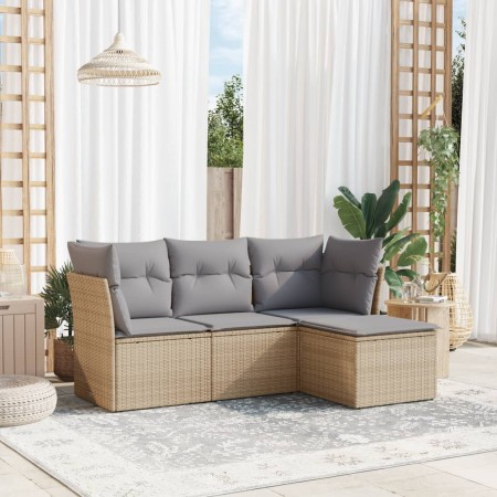 Garden sofa set with cushions 4 pieces beige synthetic rattan by , Garden sets - Ref: Foro24-3217539, Price: 248,09 €, Discou...