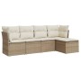 Gartensofa-Set mit Kissen, 5-teilig, beiges synthetisches Rattan von , Gartensets - Ref: Foro24-3217558, Preis: 361,69 €, Rab...