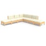 Garden furniture 7 pieces cream pine wood cushions by , Garden sets - Ref: Foro24-3096322, Price: 554,99 €, Discount: %