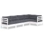 Garden furniture 5 pieces with white pine wood cushions by , Garden sets - Ref: Foro24-3096383, Price: 474,42 €, Discount: %