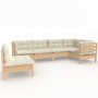 Garden furniture 6 pieces and cushions solid cream pine wood by , Garden sets - Ref: Foro24-3096418, Price: 498,30 €, Discoun...