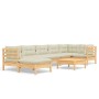 Garden furniture 8 pieces and cushions solid cream pine wood by , Garden sets - Ref: Foro24-3096556, Price: 733,27 €, Discoun...