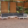 Garden furniture 9 pieces and white cushions solid pine wood by , Garden sets - Ref: Foro24-3096708, Price: 801,06 €, Discoun...