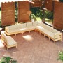 Garden furniture 11 pieces and cushions solid cream pine wood by , Garden sets - Ref: Foro24-3096851, Price: 834,99 €, Discou...