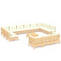 Garden furniture 14 pieces and cream pine wood cushions by , Garden sets - Ref: Foro24-3097289, Price: 1,00 €, Discount: %