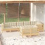 Garden furniture 8 pieces and cushions solid cream pine wood by , Garden sets - Ref: Foro24-3096502, Price: 698,32 €, Discoun...