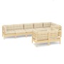 Garden furniture 8 pieces and cushions solid cream pine wood by , Garden sets - Ref: Foro24-3096502, Price: 698,32 €, Discoun...