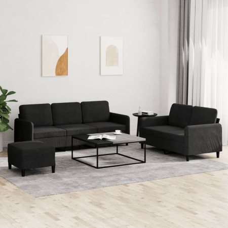 3-piece black velvet sofa set by , Sofas - Ref: Foro24-3202029, Price: 586,99 €, Discount: %