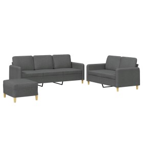 Sofagarnitur mit Kissen 3-teilig aus dunkelgrauem Stoff von , Sofas - Ref: Foro24-3202127, Preis: 551,99 €, Rabatt: %