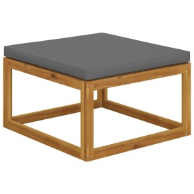 Solid acacia wood footstool with dark gray cushion by , Modular outdoor sofas - Ref: Foro24-318557, Price: 88,99 €, Discount: %