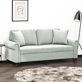 2-seater sofa with light gray velvet cushions 140 cm by , Sofas - Ref: Foro24-3200945, Price: 276,09 €, Discount: %