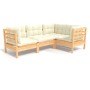 Garden furniture 4 pieces with cream pine wood cushions by , Garden sets - Ref: Foro24-3096370, Price: 368,12 €, Discount: %