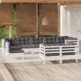 Garden furniture 9 pieces and white cushions solid pine wood by , Garden sets - Ref: Foro24-3096527, Price: 847,69 €, Discoun...