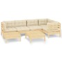 Garden furniture 7 pieces and cushions solid cream pine wood by , Garden sets - Ref: Foro24-3096544, Price: 583,72 €, Discoun...