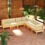 Garden furniture 7 pieces and cushions solid cream pine wood by , Garden sets - Ref: Foro24-3096791, Price: 541,02 €, Discoun...