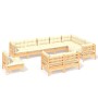 Garden furniture 10 pieces and cushions solid cream pine wood by , Garden sets - Ref: Foro24-3096779, Price: 820,57 €, Discou...