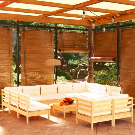 Muebles de jardín 12 piezas cojines madera maciza de pino de , Conjuntos de jardín - Ref: Foro24-3097265, Precio: 923,30 €, D...