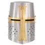 Replica medieval crusader knight helmet LARP silver steel by , Collectible weapons - Ref: Foro24-286206, Price: 59,53 €, Disc...