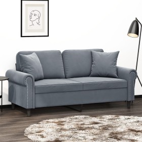 2-seater sofa with dark gray velvet cushions, 140 cm by , Sofas - Ref: Foro24-3200946, Price: 278,11 €, Discount: %