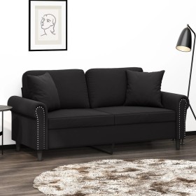 Sofá de 2 plazas con cojines terciopelo negro 140 cm de , Sofás - Ref: Foro24-3200950, Precio: 274,48 €, Descuento: %