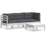 4-piece garden furniture set with gray anthracite pine wood cushions by , Garden sets - Ref: Foro24-3096107, Price: 358,87 €,...