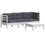 4-piece garden furniture set with gray anthracite pine wood cushions by , Garden sets - Ref: Foro24-3096107, Price: 358,87 €,...