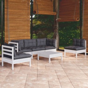 6-piece garden furniture set with solid pine wood and cushions by , Garden sets - Ref: Foro24-3096191, Price: 518,99 €, Disco...