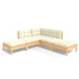 5-piece garden furniture set with cream pine wood cushions by , Garden sets - Ref: Foro24-3096310, Price: 374,88 €, Discount: %