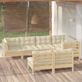 7-piece garden furniture set with solid pine wood cream cushions by , Garden sets - Ref: Foro24-3096442, Price: 541,02 €, Dis...