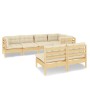 7-piece garden furniture set with solid pine wood cream cushions by , Garden sets - Ref: Foro24-3096442, Price: 541,46 €, Dis...