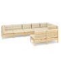 8 Stk. Gartenmöbel und Kissen massives Zirbenholz creme von , Gartensets - Ref: Foro24-3096454, Preis: 672,70 €, Rabatt: %