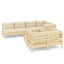 8 Stk. Gartenmöbel und Kissen massives Zirbenholz creme von , Gartensets - Ref: Foro24-3096496, Preis: 680,41 €, Rabatt: %