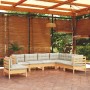 7-piece garden furniture set with solid pine wood cream cushions by , Garden sets - Ref: Foro24-3096719, Price: 541,46 €, Dis...