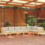 7-piece garden furniture set with solid pine wood cream cushions by , Garden sets - Ref: Foro24-3096695, Price: 541,02 €, Dis...