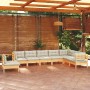 Garden furniture 8 pieces and cushions solid pine wood cream by , Garden sets - Ref: Foro24-3096731, Price: 673,35 €, Discoun...