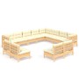 Garden furniture set of 12 pieces with solid pine wood cushions. by , Garden sets - Ref: Foro24-3096875, Price: 913,99 €, Dis...