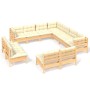 Garden furniture 11 pieces and cushions solid pine wood cream by , Garden sets - Ref: Foro24-3096863, Price: 833,22 €, Discou...