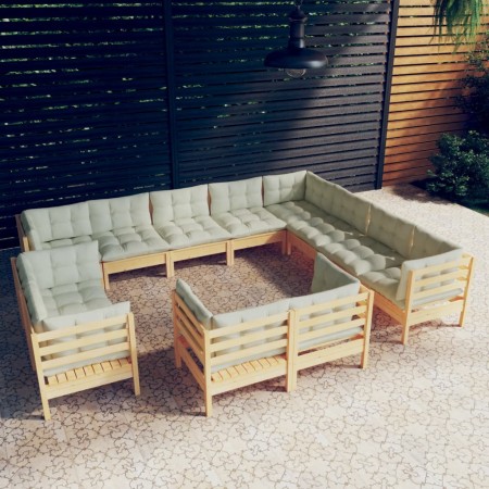 Gartenmöbel 12-teilig und Kissen aus massivem Zirbenholz von , Gartensets - Ref: Foro24-3096947, Preis: 962,76 €, Rabatt: %