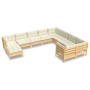 Garden furniture 10 pieces and cream pine wood cushions by , Garden sets - Ref: Foro24-3097031, Price: 804,01 €, Discount: %