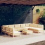 Garden furniture 10 pieces and solid pine wood cream cushions by , Garden sets - Ref: Foro24-3097181, Price: 777,69 €, Discou...