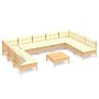 Garden furniture 10 pieces and solid pine wood cream cushions by , Garden sets - Ref: Foro24-3097181, Price: 777,69 €, Discou...