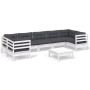 8-piece garden furniture set with white cushions made of pine wood by , Garden sets - Ref: Foro24-3097314, Price: 753,41 €, D...