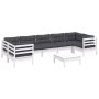 8-piece garden furniture set with white cushions made of pine wood by , Garden sets - Ref: Foro24-3097314, Price: 753,41 €, D...