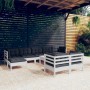 Garden furniture set, 10 pieces, with white cushions, solid pine wood. by , Garden sets - Ref: Foro24-3097134, Price: 865,95 ...