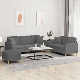 3-piece dark gray fabric sofa set with cushions by , Sofas - Ref: Foro24-3202143, Price: 574,99 €, Discount: %