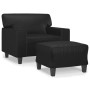 Sillón con taburete cuero sintético negro 60 cm de , Sofás - Ref: Foro24-3201159, Precio: 229,22 €, Descuento: %