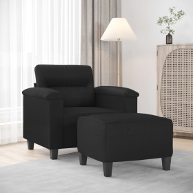 Black synthetic leather armchair with stool 60 cm by , Sofas - Ref: Foro24-3201237, Price: 220,85 €, Discount: %