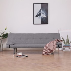 Sofá cama con dos almohadas de poliéster gris claro de vidaXL, Sofás - Ref: Foro24-282183, Precio: 200,29 €, Descuento: %